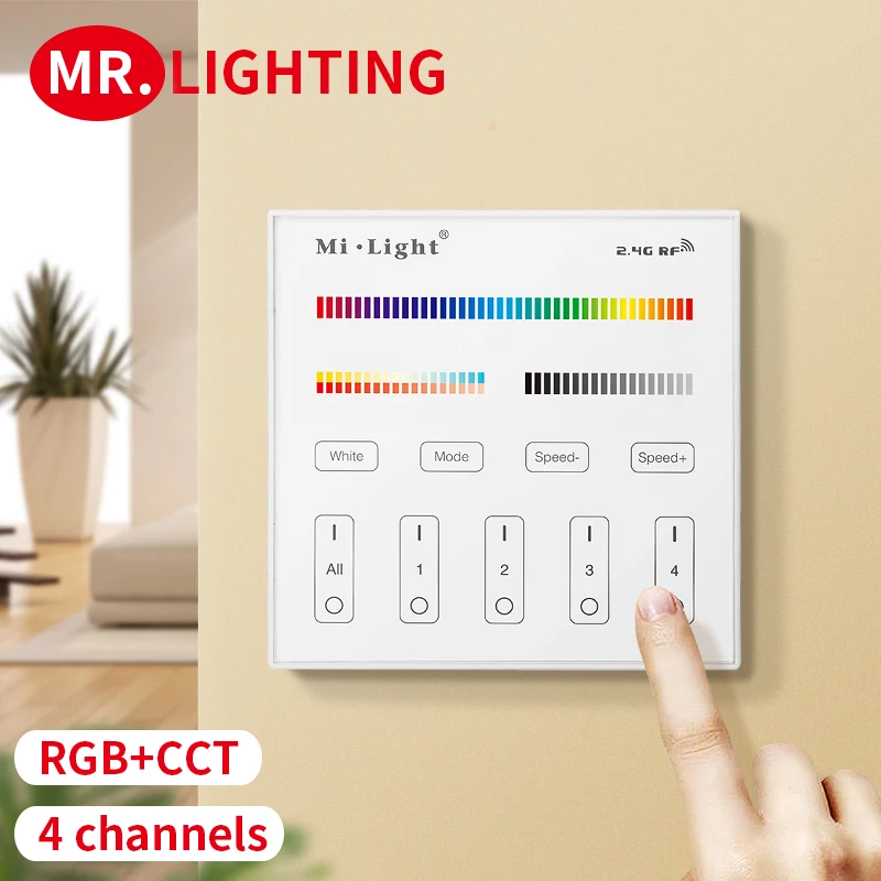 2.4G WIFI RF B4 touch panel controller battery version for CCT DIM RGB RGBW RGB + CCT LED strip/bulb free wiring wall controller
2.4G WIFI RF B4 touch panel controller battery version for CCT DIM RGB RGBW RGB + CCT LED strip/bulb free wiring wall controller