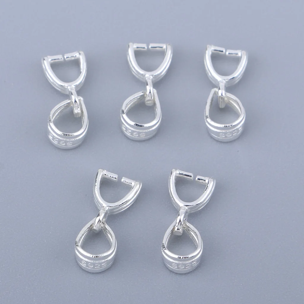5pcs Sterling Silver Clasp Pinch Clip Bail Pendant Connector Jewelry Making 5pcs Sterling Silver Clasp Pinch Clip Bail Pendant Connector Jewelry Making