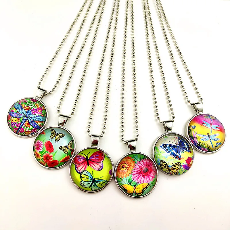 Jaingzimei 24pcs Spring and Summer style Butterfly,Dragonfly ,Flowers glass Cabochon with Wood zinc alloy Base women Necklace
Jaingzimei 24pcs Spring and Summer style Butterfly,Dragonfly ,Flowers glass Cabochon with Wood zinc alloy Base women Necklace