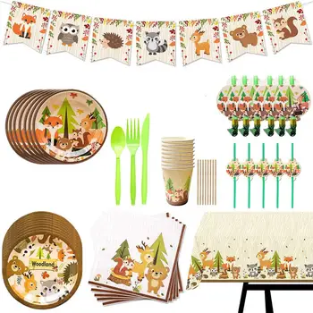 80pcs Tableware Disposable Creative Forest Animal Party Spoon Paper Cup Fork Tablecloth Straw Tissue Cutting Tool
80pcs Tableware Disposable Creative Forest Animal Party Spoon Paper Cup Fork Tablecloth Straw Tissue Cutting Tool