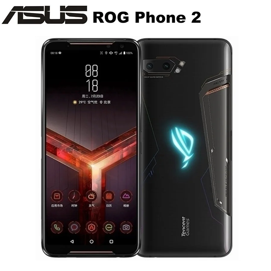 Оригинальное ASUS ROG Phone II ZS660KL мобильный телефон 8 ГБ 128 Snapdragon855 + OctaCore 6 59 "6000 мА/ч 48MP