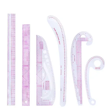 MIUSIE 6 Pcs French Metric Ruler Plastic Sewing Tools Grading Curve Shaped Measure Tailor Ruler for Sewing Dressmaking Supplies