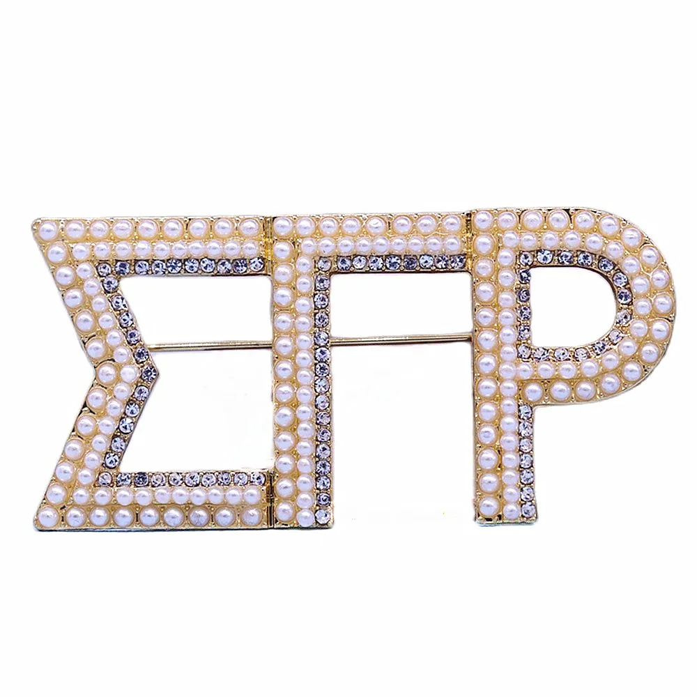 

Fashion Greek Sorority Founded Years 100 Souvenir Gift Three Lines Pearl Diamond Soror Life Sigma Gamma Rho Safety Pin Brooches