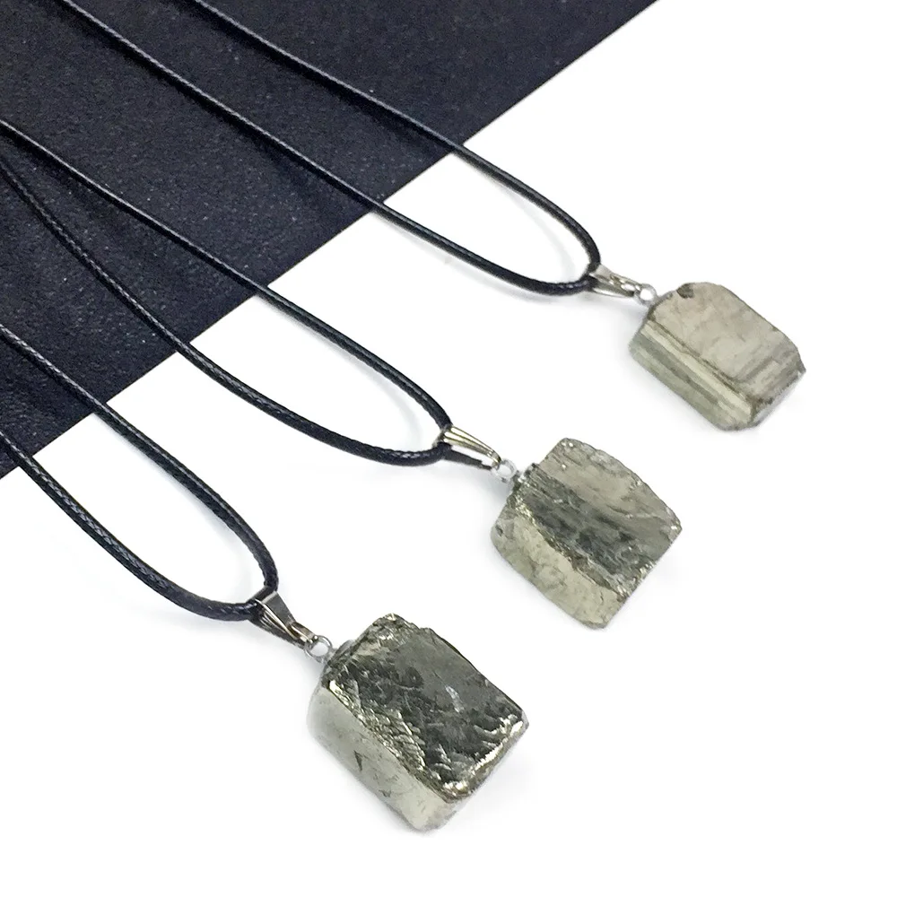 

Natural Raw Pyrite Crystals Pendant Necklace Irregular Shiny Ore Mineral Fool's Stone Energy Iron Rough Specimen Gem DIY Jewelry