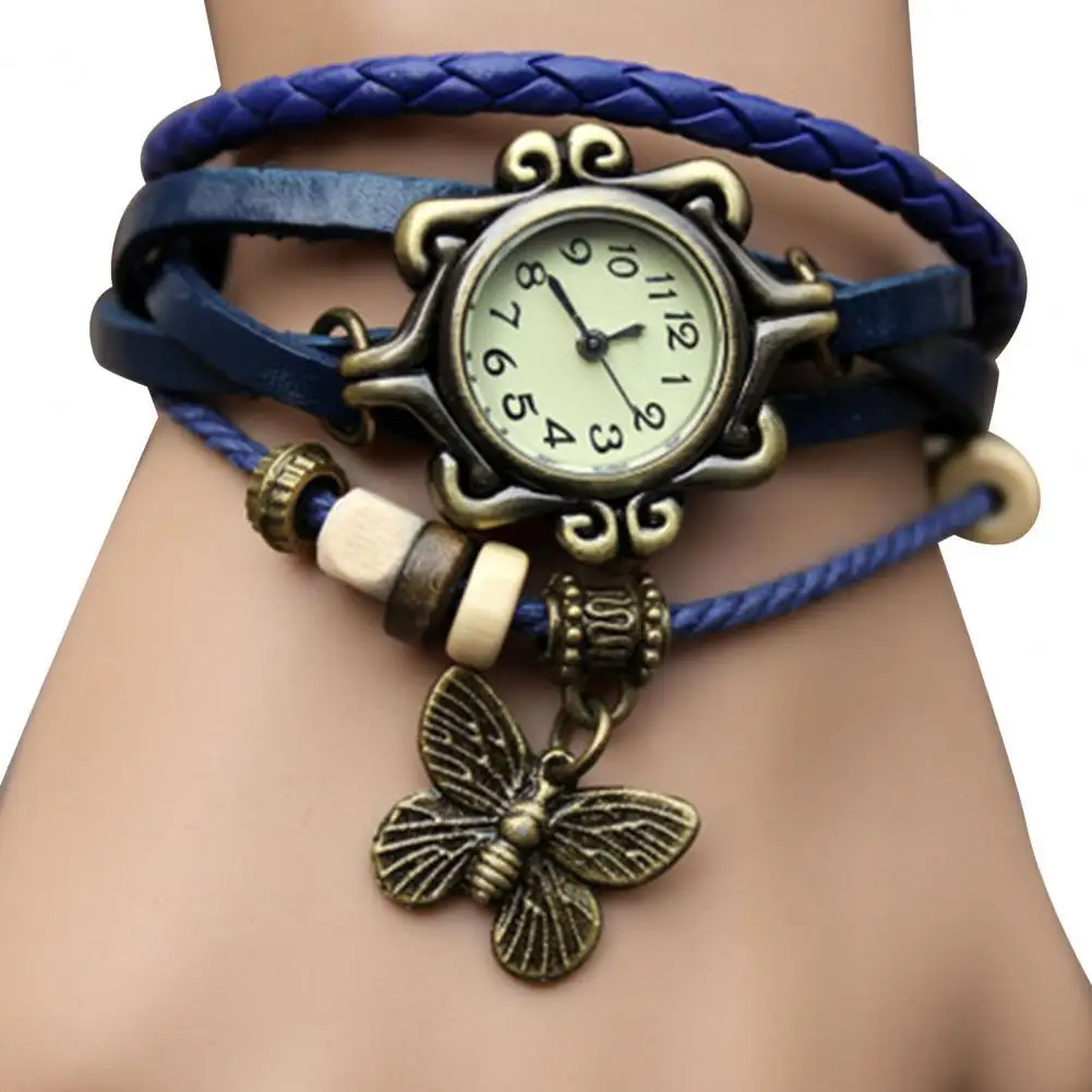 Многоцветные высококачественные женские наручные часы из натуральной кожи с
