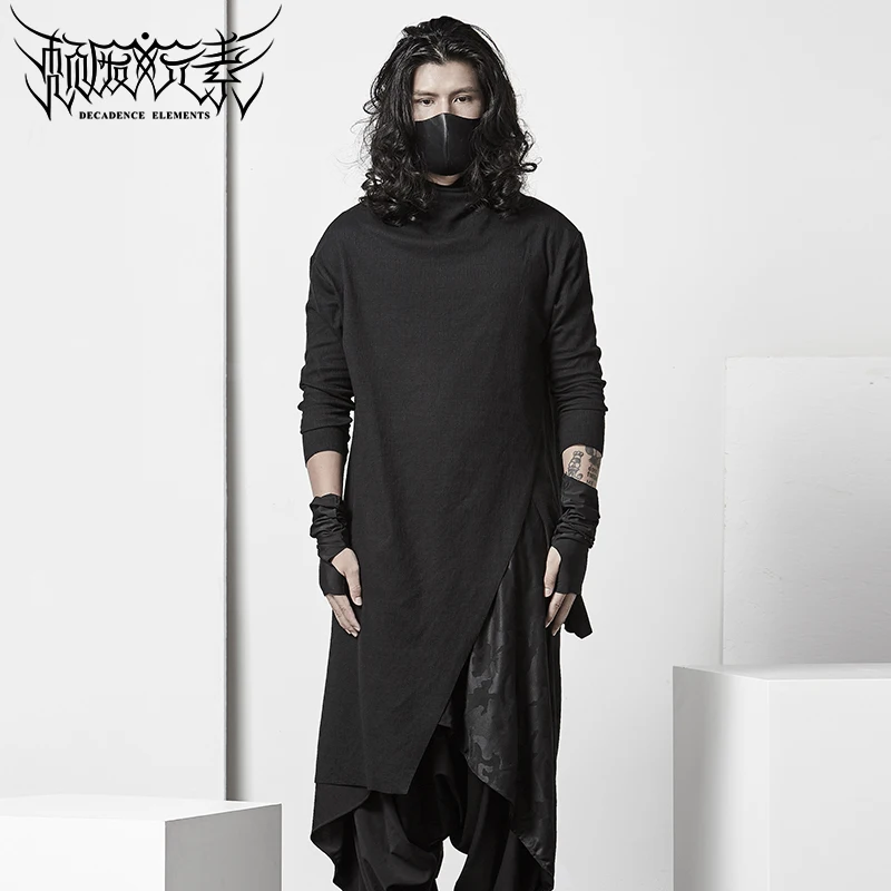 Dark asymmetric high neck T-shirt Japanese long style trendy men's personality bottoming shirt black slim
Dark asymmetric high neck T-shirt Japanese long style trendy men's personality bottoming shirt black slim