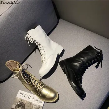 Fashion Brand Design Autumn Shoes Woman Cross-tied Motorcycle Boots Leather Flat Side Zipper Cowboy Ankle Boots Zapatos De Mujer
Fashion Brand Design Autumn Shoes Woman Cross-tied Motorcycle Boots Leather Flat Side Zipper Cowboy Ankle Boots Zapatos De Mujer