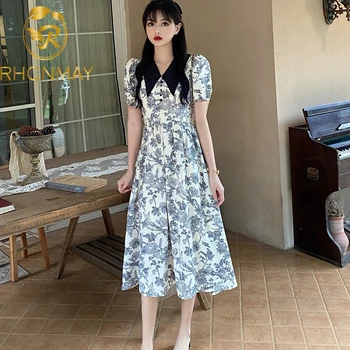 New Women Dresses 2020 Summer Turn down Collar Long Dress Print Short Puff Sleeve Korea Style Vestidos Plus Size S-4XL Dresses
New Women Dresses 2020 Summer Turn down Collar Long Dress Print Short Puff Sleeve Korea Style Vestidos Plus Size S-4XL Dresses