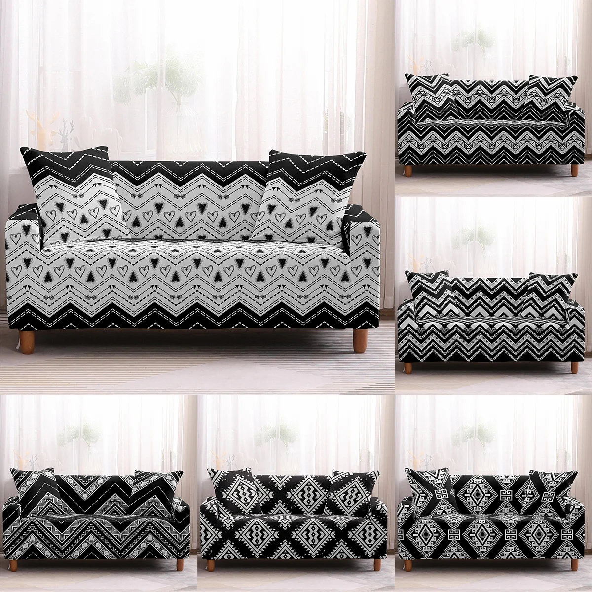 Black geometry Pattern Stretch Sofa Cover for Living Room Universal Sectional Couch Slipcover Elastic Sofa Cover 1/2/3/4 Seater
Black geometry Pattern Stretch Sofa Cover for Living Room Universal Sectional Couch Slipcover Elastic Sofa Cover 1/2/3/4 Seater