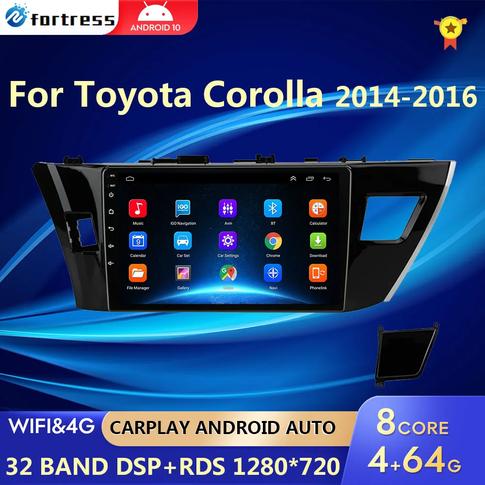 Автомагнитола 2 Din на Android 10 для Toyota Corolla Ralink 2014-2016 мультимедийный видеоплеер с