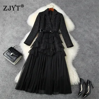 High Quality Autumn Runway Designer Fashion Long Sleeve Ruffle Mesh Patchwork Midi Tweed Woolen Dress Winter Womens Clothing
High Quality Autumn Runway Designer Fashion Long Sleeve Ruffle Mesh Patchwork Midi Tweed Woolen Dress Winter Womens Clothing