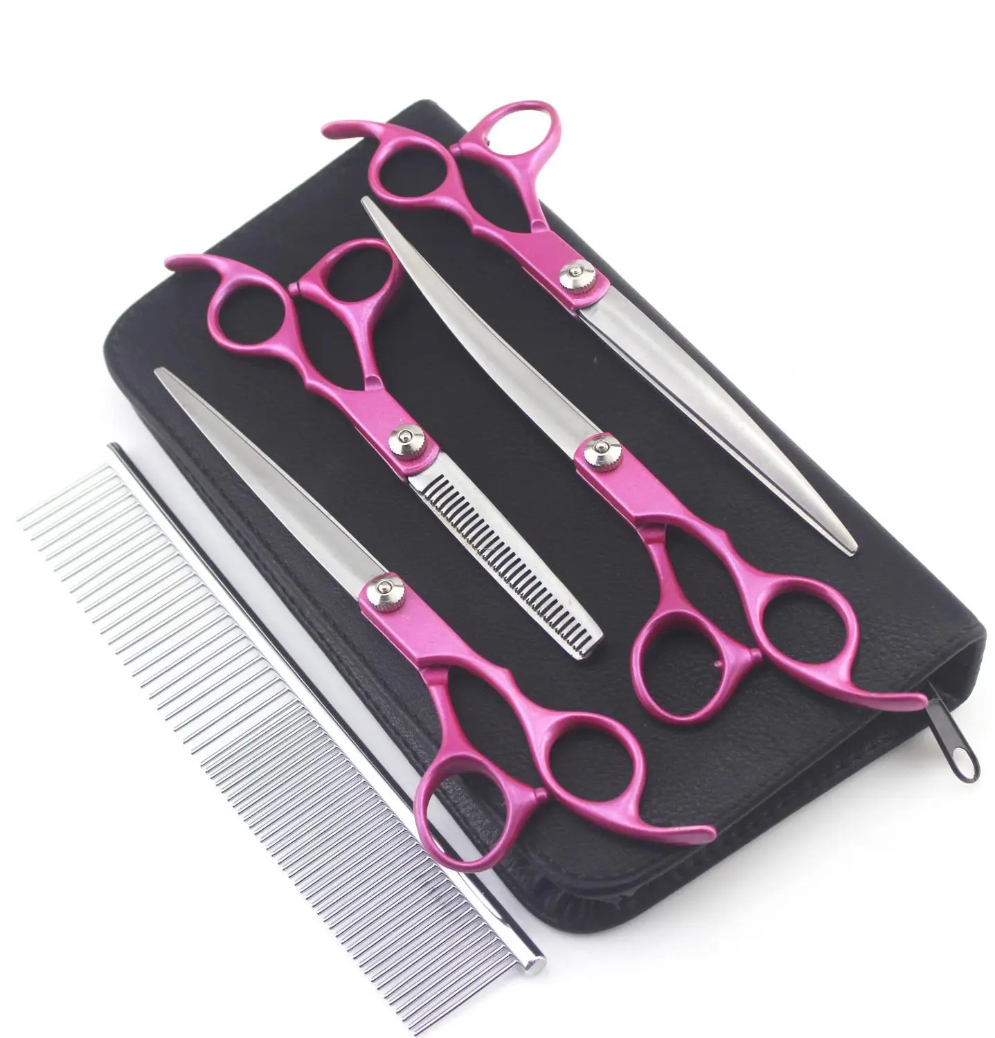 pink quality 7.0 inch Professional pet scissors for dog grooming High Quality Straight & Thinning & Curved Scissors 4pcs/set
pink quality 7.0 inch Professional pet scissors for dog grooming High Quality Straight & Thinning & Curved Scissors 4pcs/set