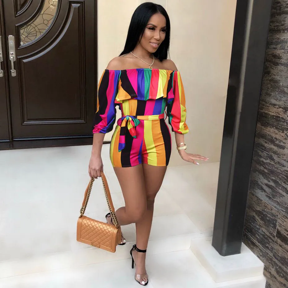 HAOYUAN Ruffle Off Shoulder Sexy Playsuit Stripe Backless One Piece Outfit Body Overalls Bodycon Shorts Rompers Women Jumpsuit
HAOYUAN Ruffle Off Shoulder Sexy Playsuit Stripe Backless One Piece Outfit Body Overalls Bodycon Shorts Rompers Women Jumpsuit