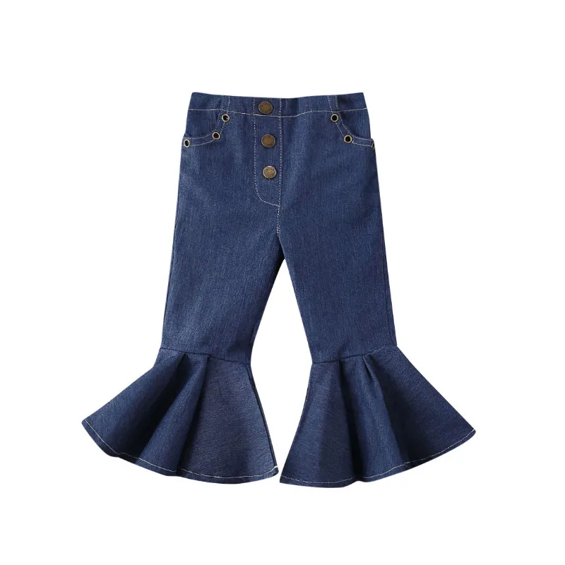 Pudcoco/Детские джинсы для маленьких девочек расклешенные длинные штаны