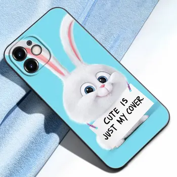 Cute Cartoon Rabbit Phone Case For Apple iPhone 13 12 Mini 11 Pro Max XR X XS MAX 6 6S 7 8 Plus 5 5S SE 2020 Black Cover Coque