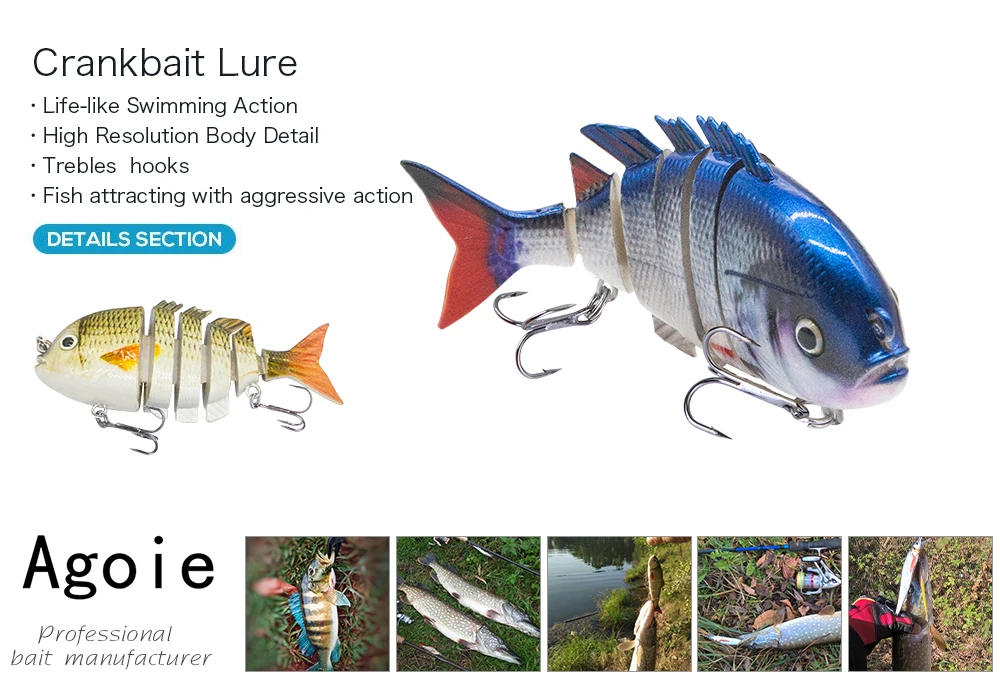 Description Picture 2 of item3.2" Bluegill Swimbait Fishing Lure 14g 6 Sections Sunfish Hard Bait Artificial Lifelike Bass Muskie Pike Fishing Tackle Pesca