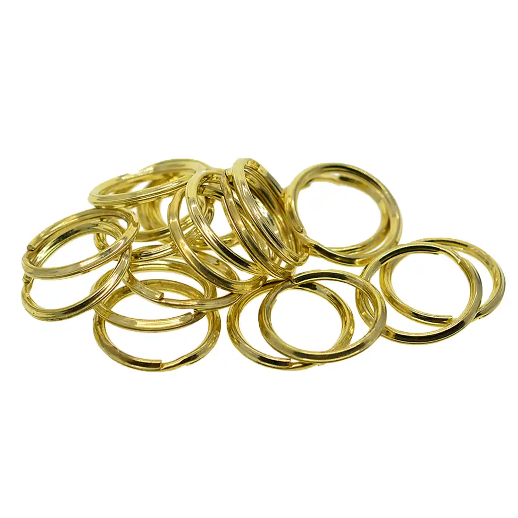 20pcs metal solid brass round keyring keychain split ring keys