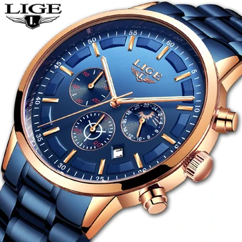 2019 New LIGE Mens Watch Male Top Brand Luxury Blue Stainless Steel Waterproof Quartz Watch Mens Fashion Sport Chronograph Clock
2019 New LIGE Mens Watch Male Top Brand Luxury Blue Stainless Steel Waterproof Quartz Watch Mens Fashion Sport Chronograph Clock