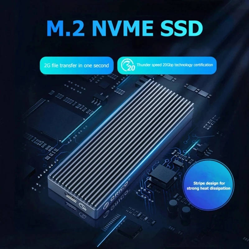 ORICO USB 3.2 Type-C Mobile SSD External Case 20Gbps High Speed M.2 NVMe M Key B+M Key Solid State Drive Enclosure
ORICO USB 3.2 Type-C Mobile SSD External Case 20Gbps High Speed M.2 NVMe M Key B+M Key Solid State Drive Enclosure