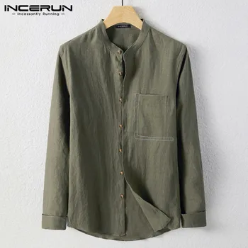 INCERUN Vintage Casual Shirt Men Cotton Solid 2020 Button Stand Collar Chinese Style Long Sleeve Shirts Men Streetwear Camisa
INCERUN Vintage Casual Shirt Men Cotton Solid 2020 Button Stand Collar Chinese Style Long Sleeve Shirts Men Streetwear Camisa
