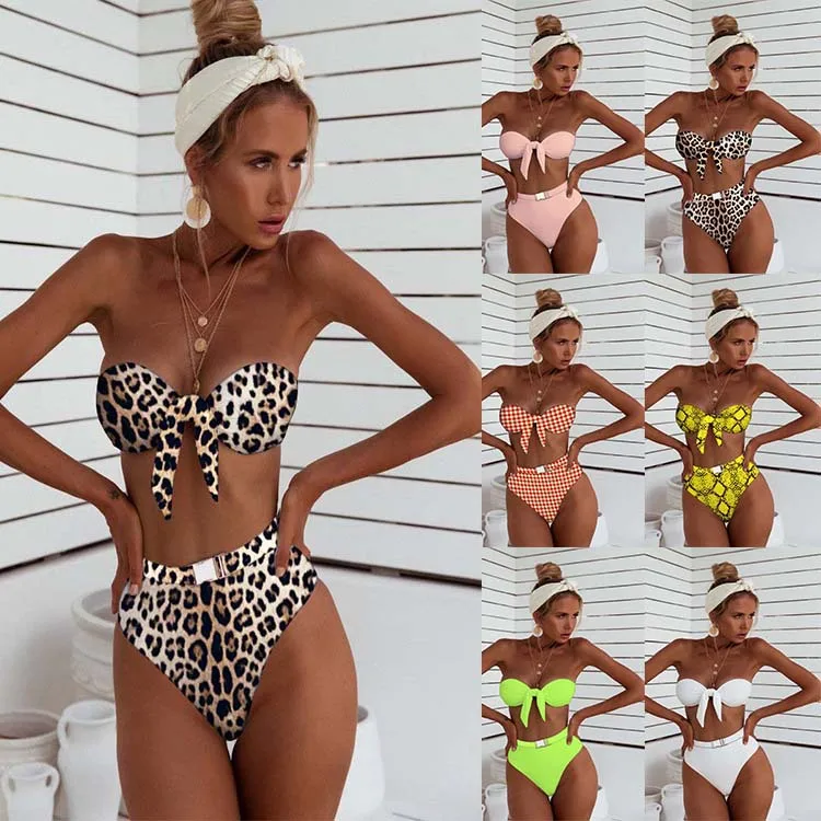 High Waist Bikini Set 2019 New Leopard Swimsuit Women Two Piece Bandeau Waisted Bathing Suits Swim Halter Swimwear for Women -8
High Waist Bikini Set 2019 New Leopard Swimsuit Women Two Piece Bandeau Waisted Bathing Suits Swim Halter Swimwear for Women -8