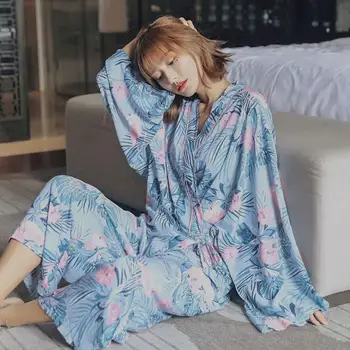 Cotton Flamingo Printing Womens Pajamas Kimono Robes Long Pants Ladies Pyjamas Set for Spring and Autumn Long Sleeve Sleepwear
Cotton Flamingo Printing Womens Pajamas Kimono Robes Long Pants Ladies Pyjamas Set for Spring and Autumn Long Sleeve Sleepwear