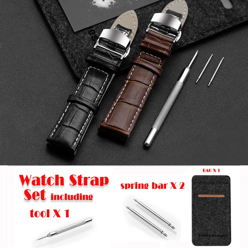 Enmex Watchband Solid Butterfly Clasp watchband Calfskin Genuine Leather Watch Band Alligator Grain Watch Strap suit with bag
Enmex Watchband Solid Butterfly Clasp watchband Calfskin Genuine Leather Watch Band Alligator Grain Watch Strap suit with bag
