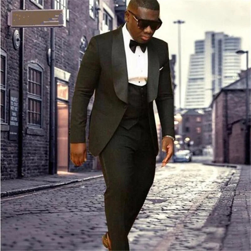 Custom Men's Suit Latest Designs Shawl Lapel Black Groom Tuxedos Men Suits Wedding Best Man Blaze (jacket+pant+vest) 
Custom Men's Suit Latest Designs Shawl Lapel Black Groom Tuxedos Men Suits Wedding Best Man Blaze (jacket+pant+vest)