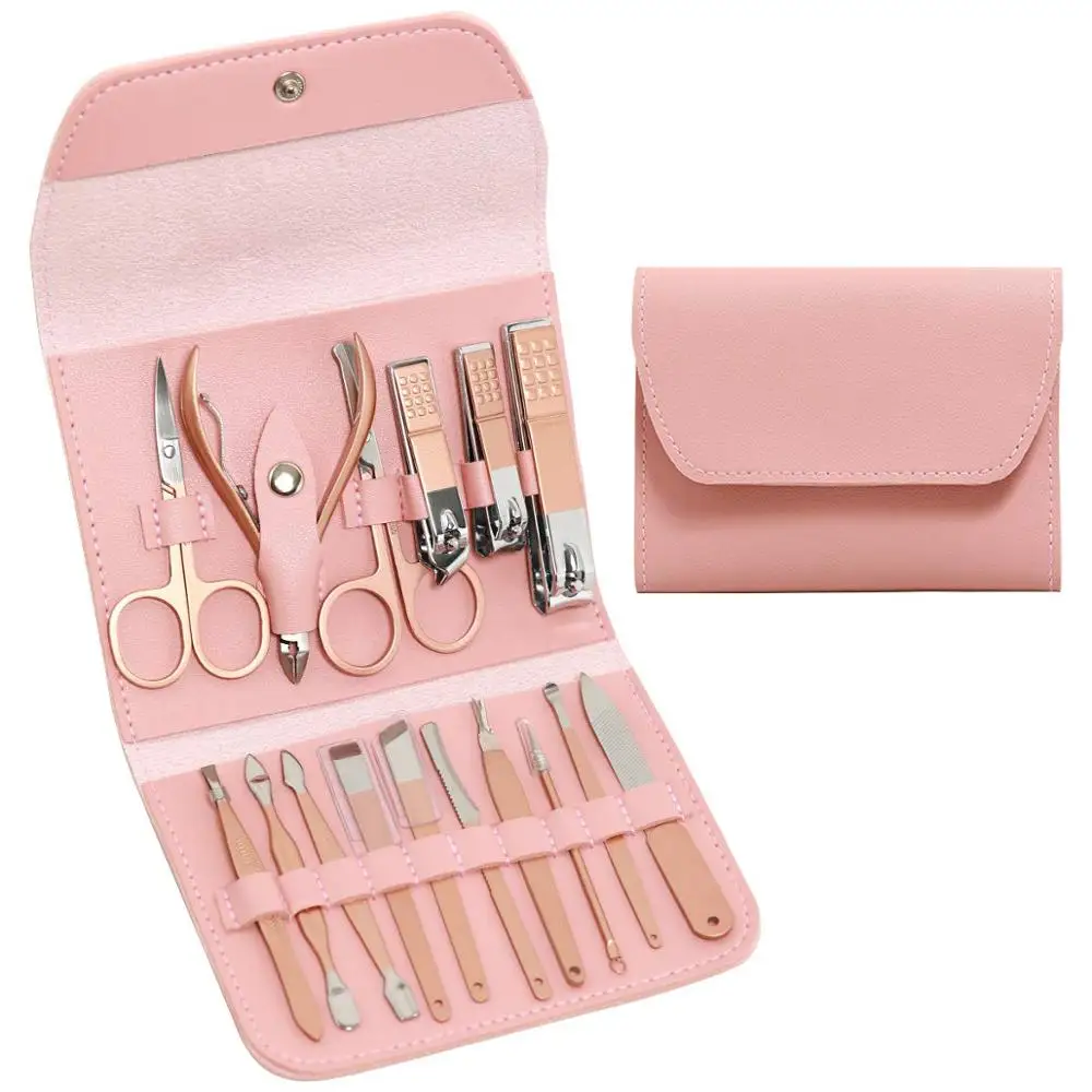 Manicure Kits Nail Clipper Set 16 in 1 Pedicure Care Tool Feet Toenail Sets Stainless Steel Gromming Tools with Pink PU Leather
Manicure Kits Nail Clipper Set 16 in 1 Pedicure Care Tool Feet Toenail Sets Stainless Steel Gromming Tools with Pink PU Leather