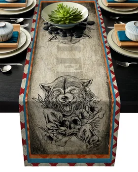 Retro Wolf Skull Brown Table Runner Modern Linen Cotton Tablecloth Home Wedding Party Dinning Table Decor
Retro Wolf Skull Brown Table Runner Modern Linen Cotton Tablecloth Home Wedding Party Dinning Table Decor