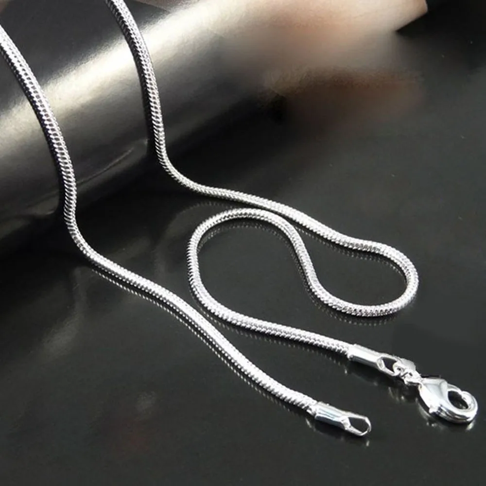 Фото Серебряное ожерелье 1 мм 2020 женская мода ювелирные изделия змея цепь