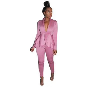 Autumn Winter Solid Color 2 Piece Set Women Deep V-neck Ruffles Tops and Pencil Pants Suit Two Piece Set Elegant Tracksuit
Autumn Winter Solid Color 2 Piece Set Women Deep V-neck Ruffles Tops and Pencil Pants Suit Two Piece Set Elegant Tracksuit