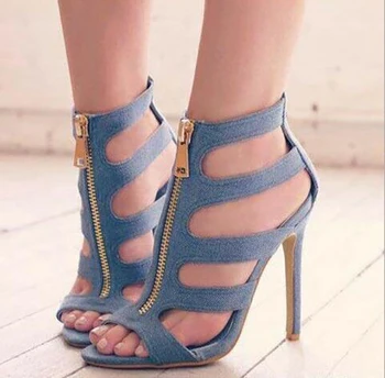 Ankle Booties Heels Stiletto Cut Out Zipper Fore Open Toe Summer Short Booties High Vamp Women Denim Fashion Shoes Size 10
Ankle Booties Heels Stiletto Cut Out Zipper Fore Open Toe Summer Short Booties High Vamp Women Denim Fashion Shoes Size 10