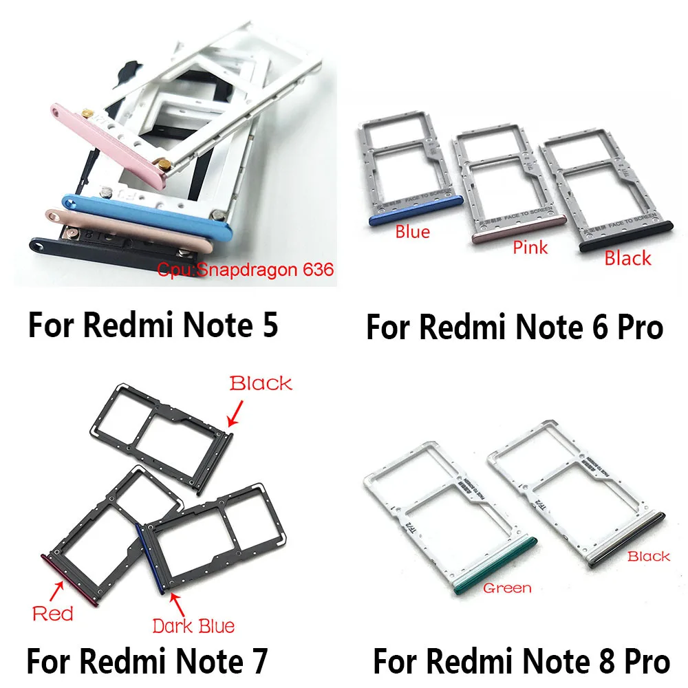 Новый держатель слота для SIM-карты Xiaomi Redmi Note 5 6 8 7 Pro запасные части | Мобильные