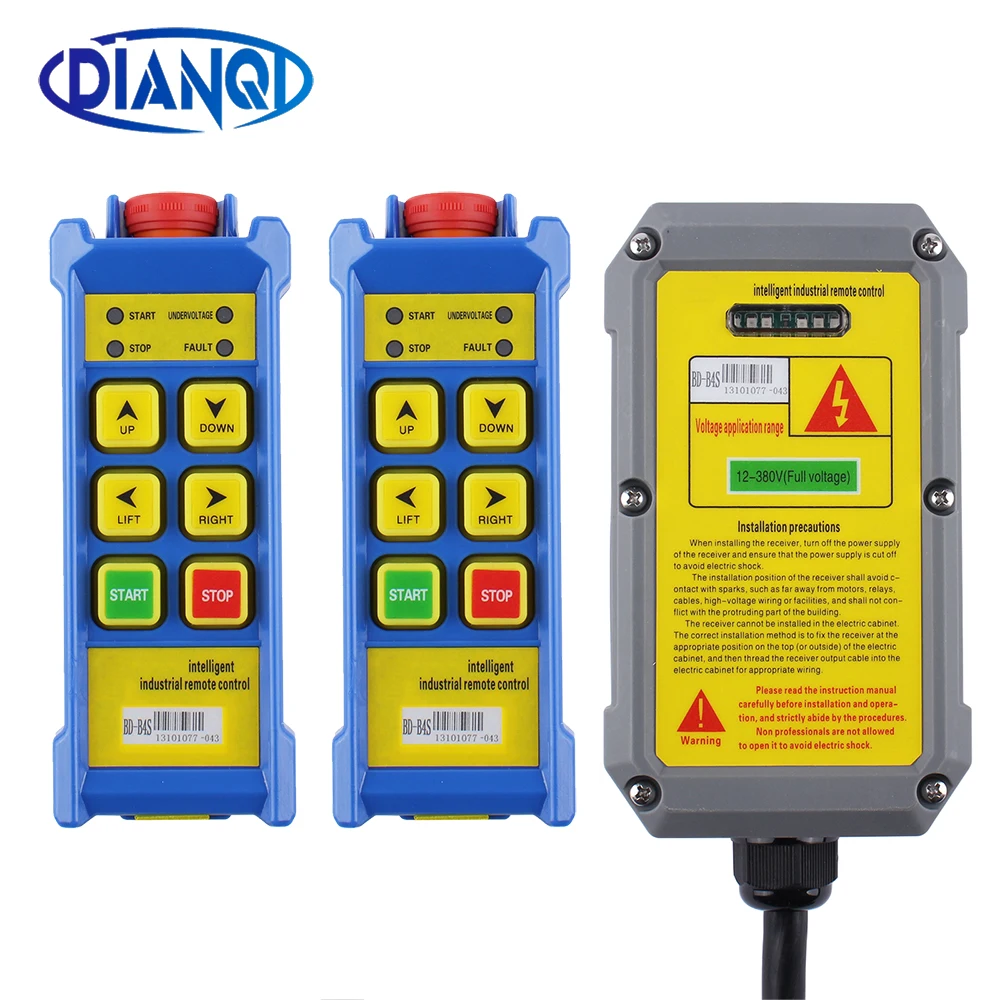 

4 channels Wireless industrial remote controller switches IP67 water-proof Hoist Crane Control Lift 220V 380V 12V Up down