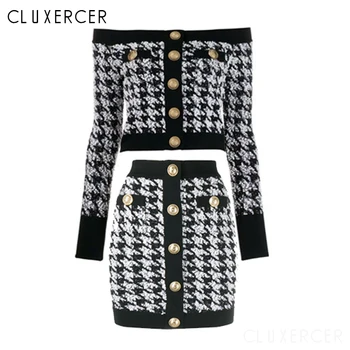 Autumn Winter Two Piece Set Plaid Tweed Women Suit Elegant Slash Neck Long Sleeve Short Top + Tweed Skirt Suit Ladies Office Set
Autumn Winter Two Piece Set Plaid Tweed Women Suit Elegant Slash Neck Long Sleeve Short Top + Tweed Skirt Suit Ladies Office Set