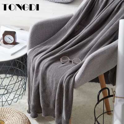Фото Вязаное одеяло TONGDI легкое шерстяное мягкое на ощупь теплое Роскошный декор для