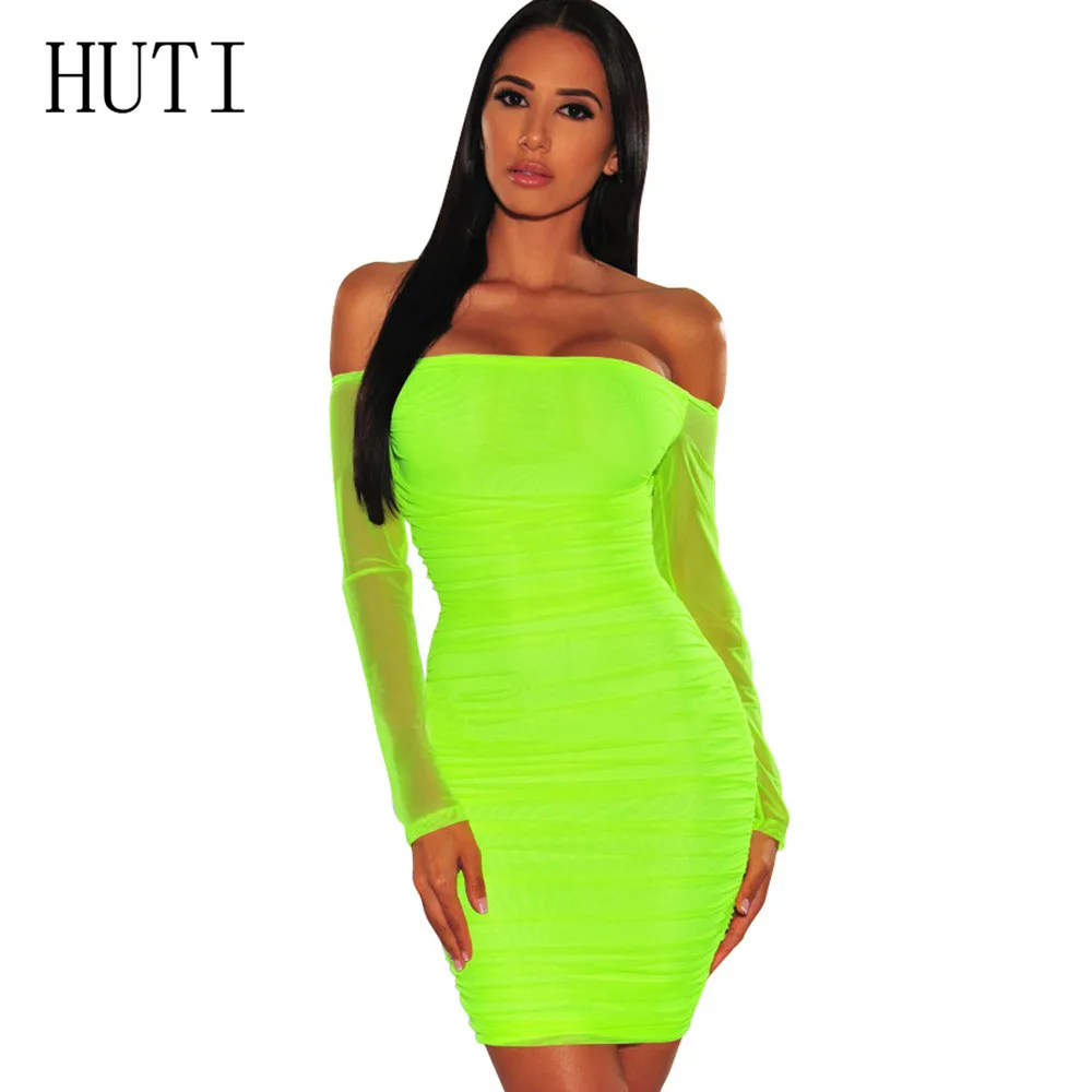 HUTI Sexy Off Shoulder Zipper Mesh Dress Front and Back Wear Women Strapless Holllow Out Pleated Mini Slim Dress Plus Size XXL 
HUTI Sexy Off Shoulder Zipper Mesh Dress Front and Back Wear Women Strapless Holllow Out Pleated Mini Slim Dress Plus Size XXL