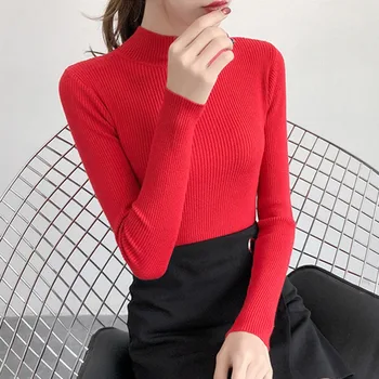 Autumn Winter Slim Fit Sweater Women Long Sleeve Pullover Basic Sweaters Turtleneck Knit Tops 
Autumn Winter Slim Fit Sweater Women Long Sleeve Pullover Basic Sweaters Turtleneck Knit Tops