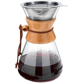 Pour over Coffee Maker, 8 Cup Glass Coffee Pot&Coffee Brewer with Stainless Steel Filter, High Heat Resistance Decanter, Measuri
Pour over Coffee Maker, 8 Cup Glass Coffee Pot&Coffee Brewer with Stainless Steel Filter, High Heat Resistance Decanter, Measuri