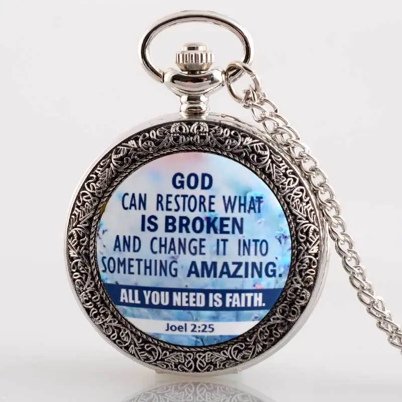 IBEINA Silver All You Need Is Faith Theme Full Hunter Quartz Engraved Fob Retro Pendant Pocket Watch Chain Gift
IBEINA Silver All You Need Is Faith Theme Full Hunter Quartz Engraved Fob Retro Pendant Pocket Watch Chain Gift