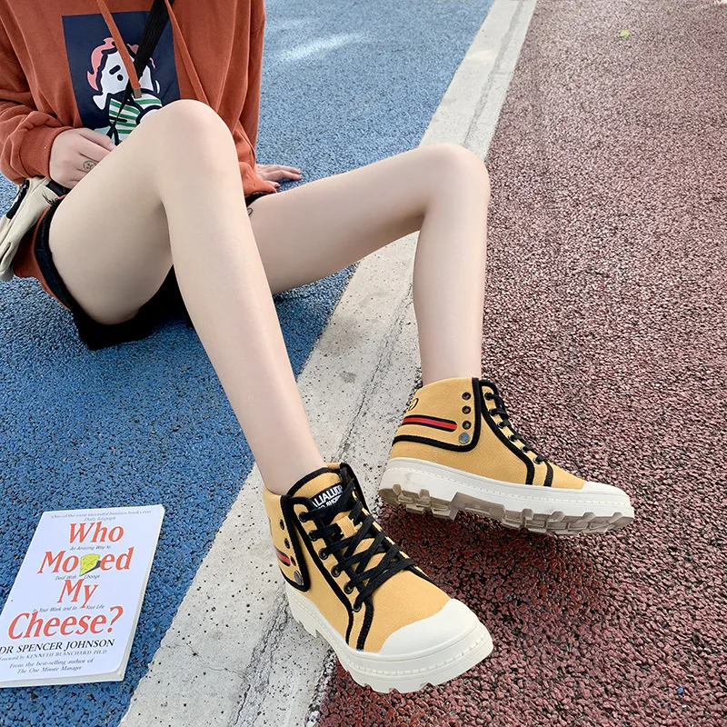 Candy-Colored Versatile Canvas High Shoes Women's 2019 Autumn Korean-style Breathable Flat Students British-Style Short Boots Fa 
Candy-Colored Versatile Canvas High Shoes Women's 2019 Autumn Korean-style Breathable Flat Students British-Style Short Boots Fa