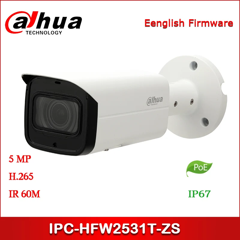 Dahua IP Camera 5MP IPC-HFW2531T-ZS Security Camera WDR IR Bullet Network Camera with POE+
Dahua IP Camera 5MP IPC-HFW2531T-ZS Security Camera WDR IR Bullet Network Camera with POE+