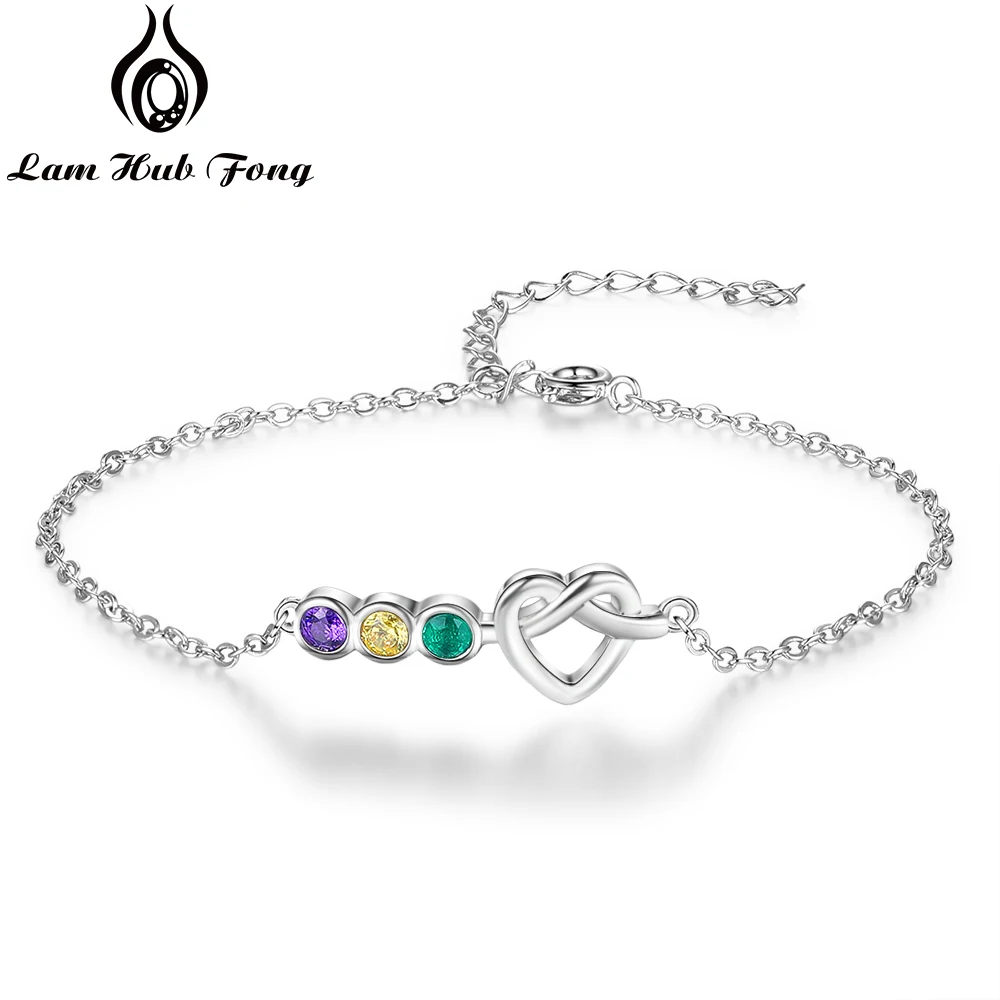 

Женский браслет с цепочкой, цветной браслет с камнем, серебряный браслет с кубическим цирконием для девочек, модные ювелирные изделия (Lam Hub Fong)