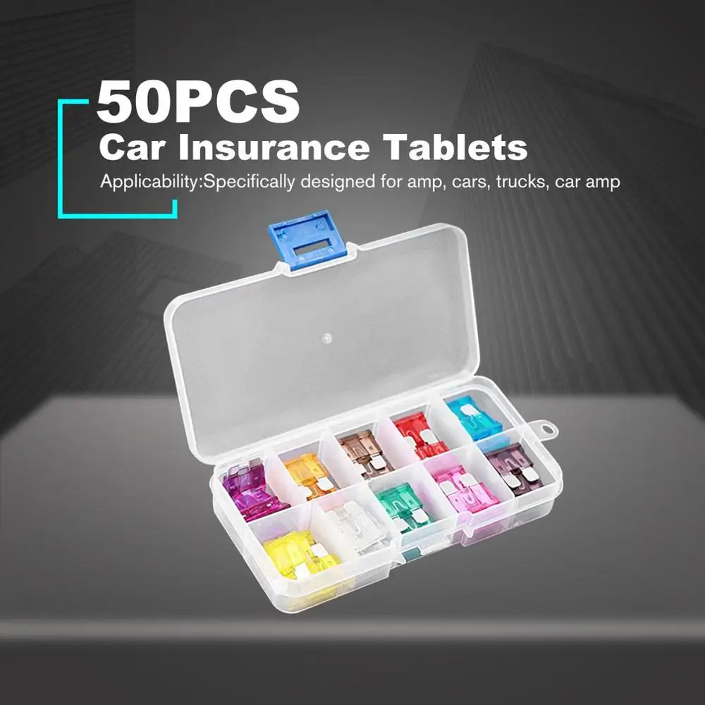 50PCS Car Auto Assortment Blade Fuse Tablets Replacement Kit Zinc Material Medium Size 3A/5A/7.5A/10A/15A/20A/ 25A/30A/35A/40A
50PCS Car Auto Assortment Blade Fuse Tablets Replacement Kit Zinc Material Medium Size 3A/5A/7.5A/10A/15A/20A/ 25A/30A/35A/40A