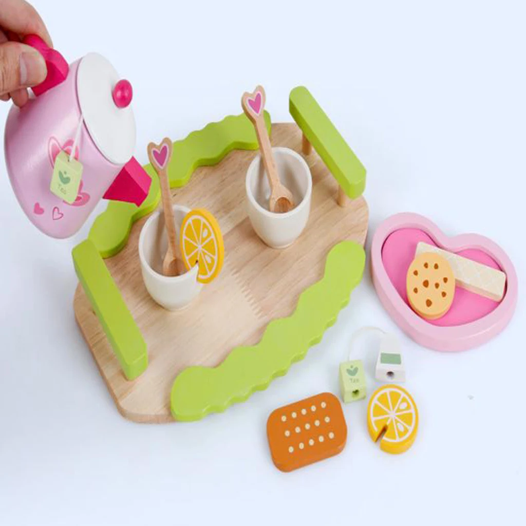 12-piece Wooden Tea Set Pretend Play Toy Educational Game For Kids Children - Soild Beech Saucer Cup Salver Teapot Coffee Set 12-piece Wooden Tea Set Pretend Play Toy Educational Game For Kids Children - Soild Beech Saucer Cup Salver Teapot Coffee Set