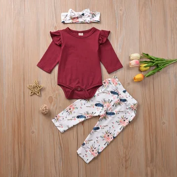 Pudcoco Autumn Newborn Baby Girl Clothes Solid Color Long Sleeve Romper Tops Flower Print Long Pants Headband 3Pcs Outfits Set
Pudcoco Autumn Newborn Baby Girl Clothes Solid Color Long Sleeve Romper Tops Flower Print Long Pants Headband 3Pcs Outfits Set