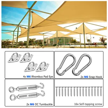 16Pcs Fitting Kits for Rectangle or Square Shade Sail Accessories Pad Eye Turnbuckle Snap Hook Screw
16Pcs Fitting Kits for Rectangle or Square Shade Sail Accessories Pad Eye Turnbuckle Snap Hook Screw