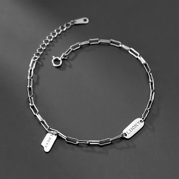 Modian Authentic 925 Sterling Silver Fashion Simple Lettering Lucky Bracelet for Women Adjustable Geometric Bangle Fine Jewelry
Modian Authentic 925 Sterling Silver Fashion Simple Lettering Lucky Bracelet for Women Adjustable Geometric Bangle Fine Jewelry