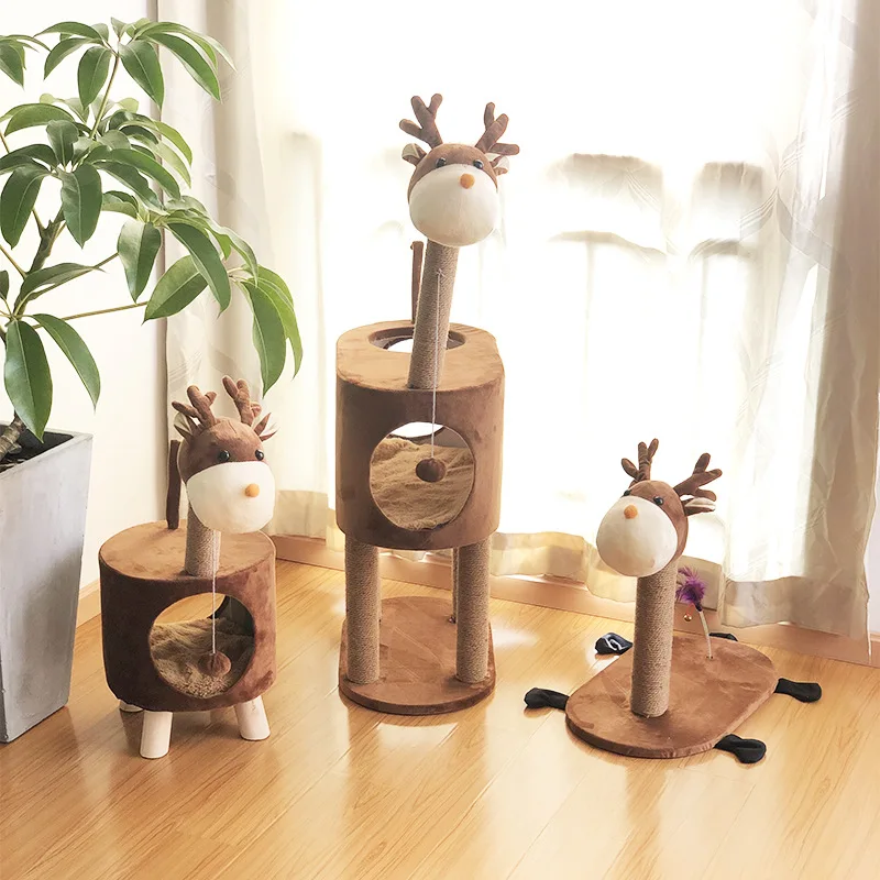 Solid Wood Cat Climbing Frame Cute Elk Modeling Cat Tree Cat Nest One-piece Multi-functional Cat Toy Sisal Catch Plate Cat Scrat
Solid Wood Cat Climbing Frame Cute Elk Modeling Cat Tree Cat Nest One-piece Multi-functional Cat Toy Sisal Catch Plate Cat Scrat